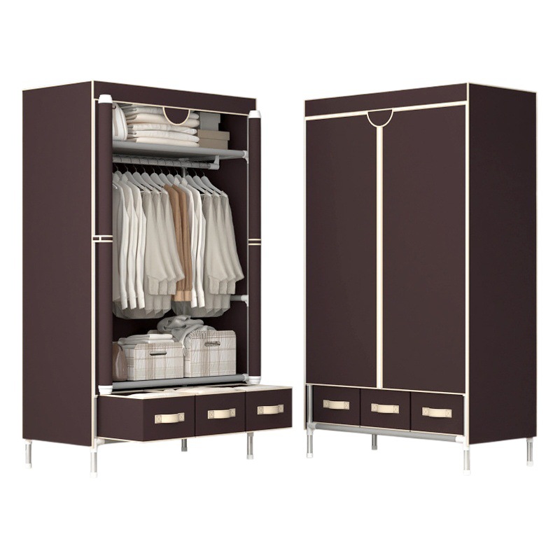 [Selección Premium] Armario de Tela Simple para una Persona, Económico, Minimalista, Elegante Armario de Almacenamiento de 90CM, Incluye 3 Cajas de Almacenamiento.