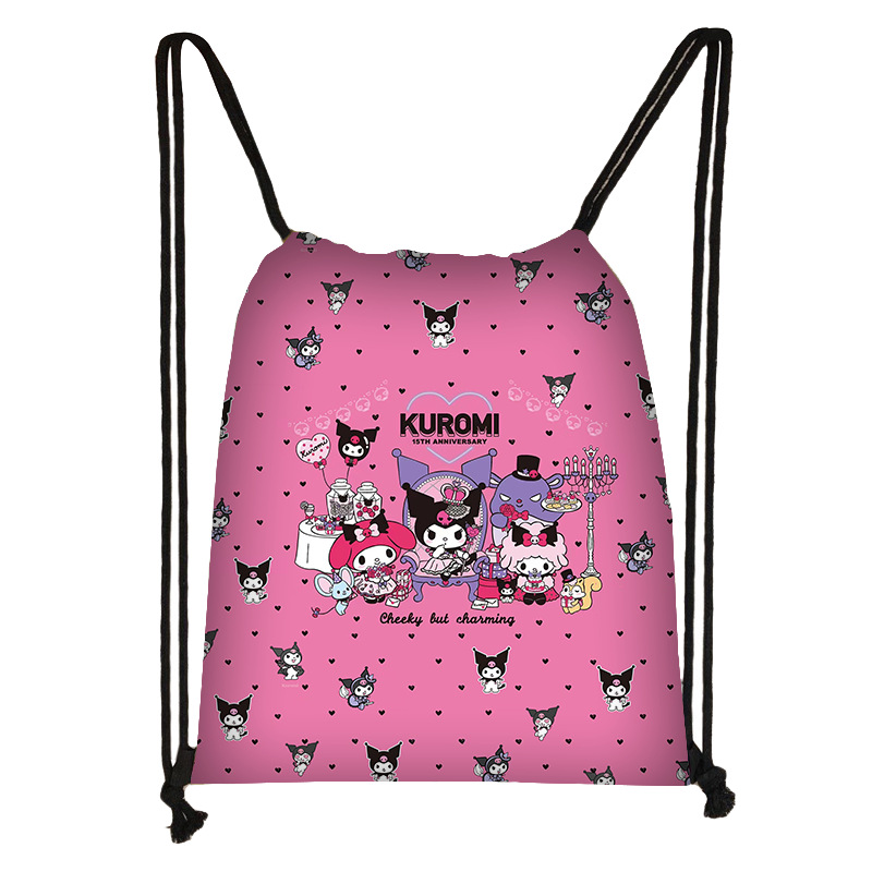 跨境新款库洛米潮流儿童束口袋学生大容量收纳袋高颜值抽拉绳袋热