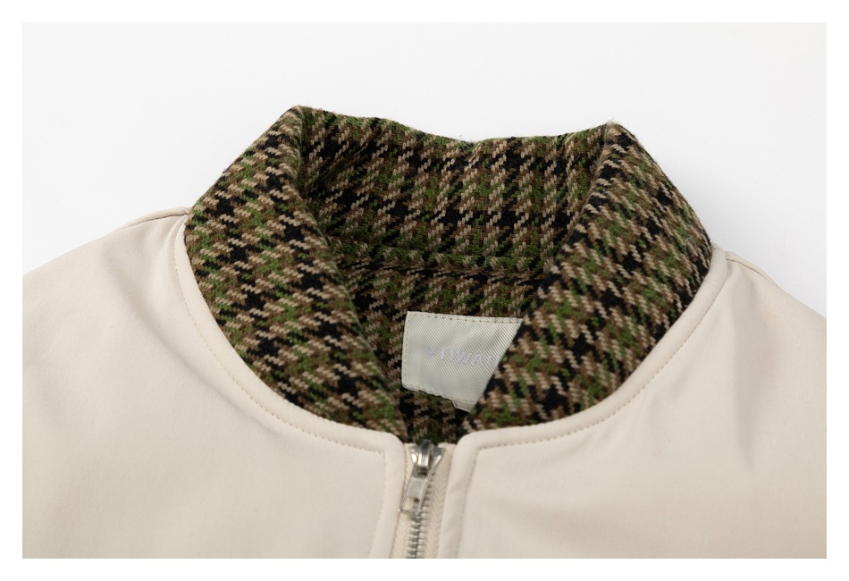 STIWAUP Thousand Bird Grid Splicing Trendy Pilot Coat Winter Men's and Women's Cotton Jacket MY388_voghion.com