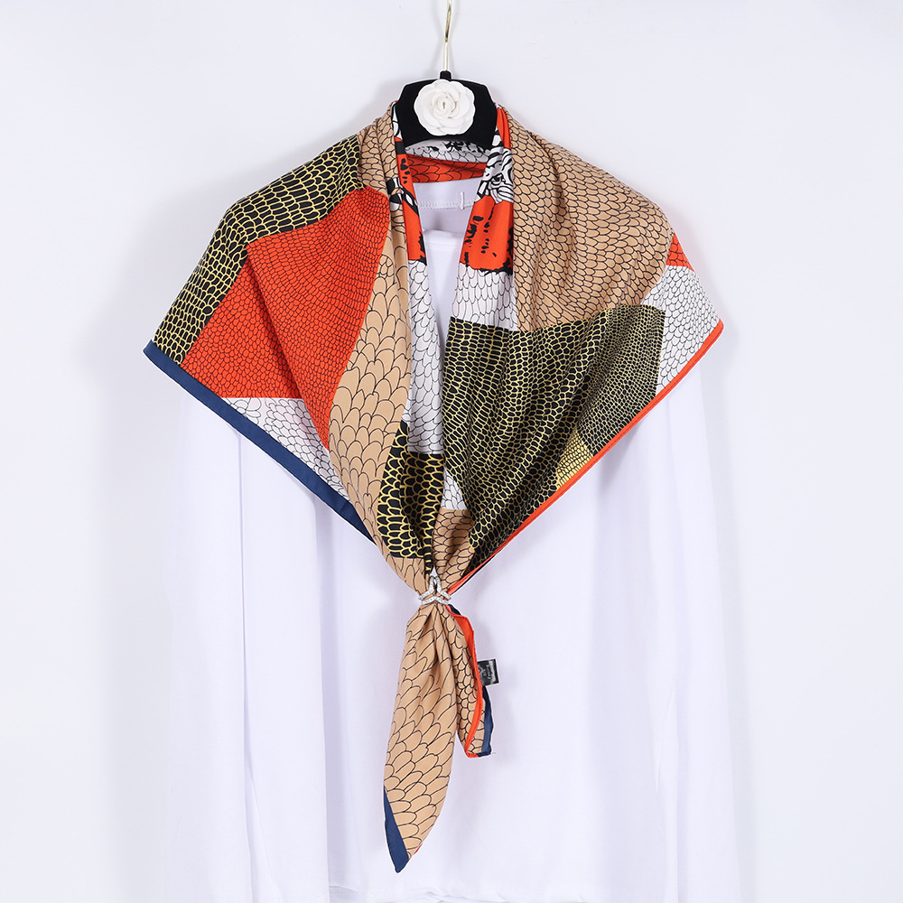 new pattern 90*90cm Twill Satin Large square Amazon Popular models Silk scarf summer Sunscreen Shawl Scarf