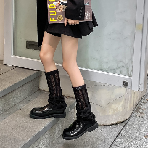 Japanese autumn and winter socks for women with large vertical clauses, socks covers, mohair ripped high socks, college style manufacturers wholesale