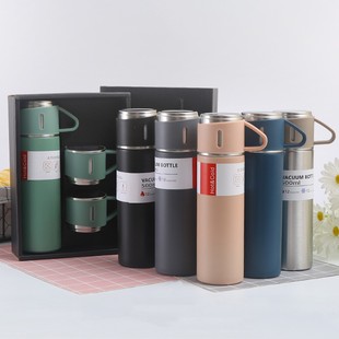 Handheld 304 stainless steel thermos cup one cup multi-cover gift box set high-end business car tea brewing cup wholesale
