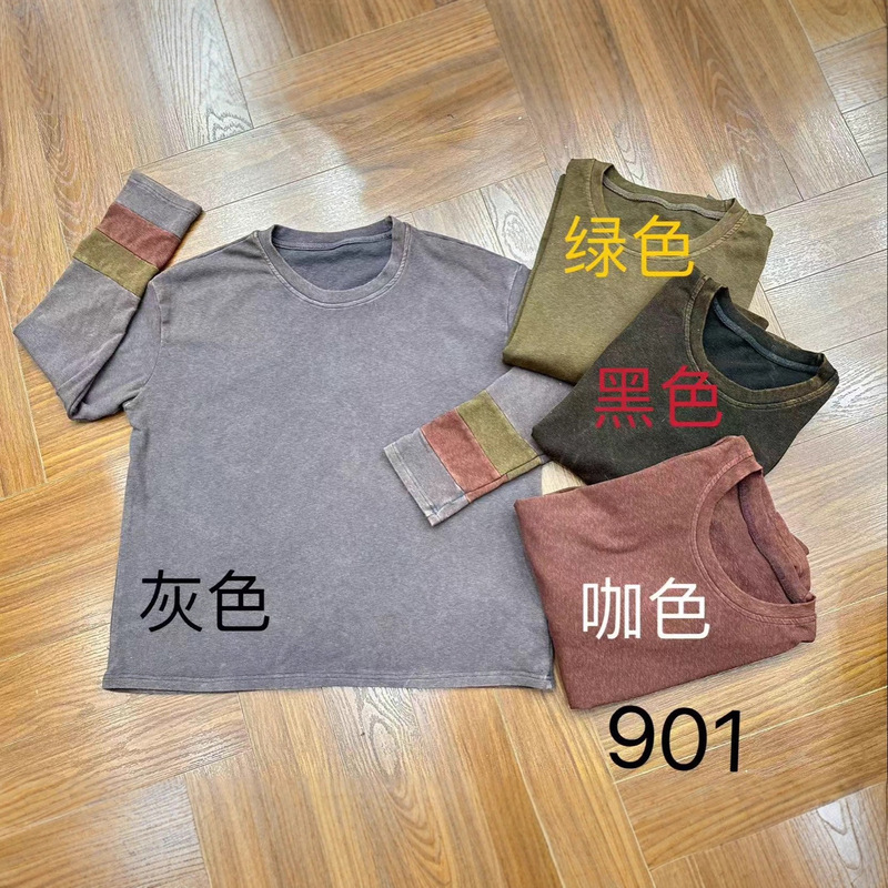 Sleeve Splicing T-Shirt for Women, Spring & Fall Style, Literary Retro, Loose, Slim, Casual, Versatile Round Neck Pullover Top 901 Sleeve Splicing T-Shirt for Women, Spring & Fall Style, Literary Retro, Loose, Slim, Casual, Versatile Round Neck Pullover Top 901