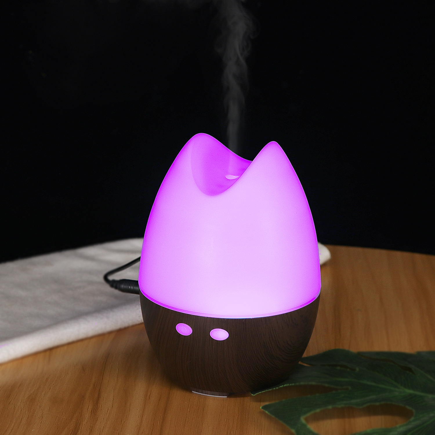 Humidificador de aromaterapia de 5v de grano de madera transfronterizo, máquina de aromaterapia de aceite esencial, luz ambiental colorida, humidificador de escritorio de oficina doméstica