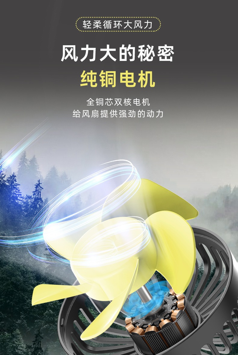 Car-Mounted Dual-Head Fan for Rear Seats, USB Interface Car Fan, Multifunctional Seat Back Dual-Head Electric Fan