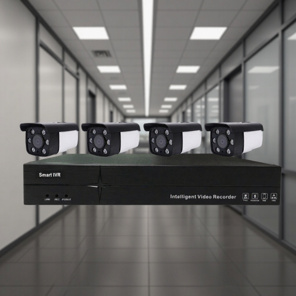 Fabrika Toptan 4 Kanallı POE Güç Kaynağı 5MP Açık Alan Gözetleme Kamerası Seti Ağ HD Dual Light Gece Görüşü Ses Kaydı