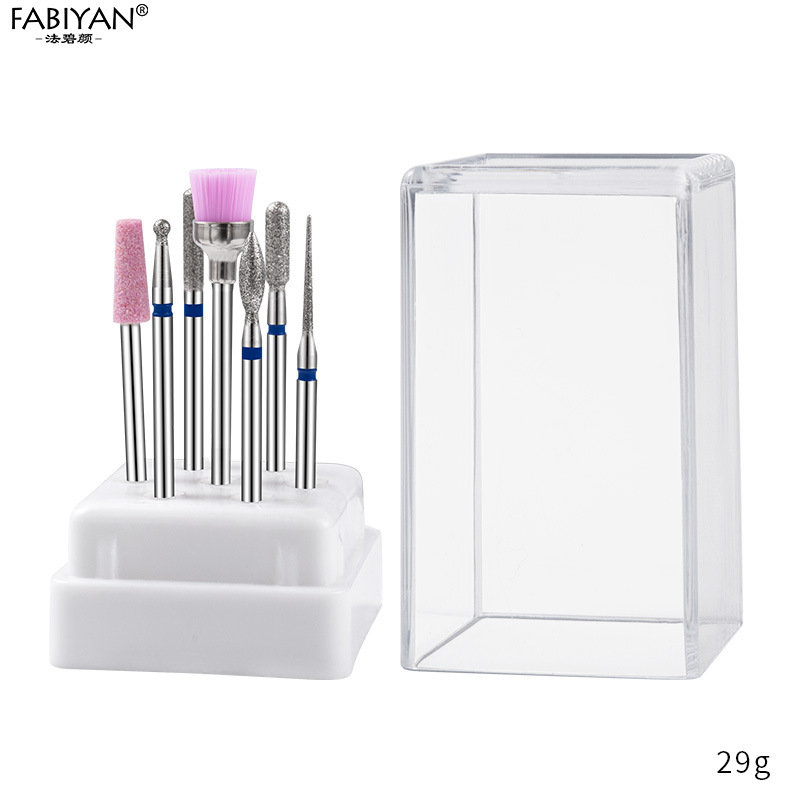 Molienda cabeza uñas tungsteno acero cerámica aleación 7 unidades traje delantero removedor de uñas esmalte de uñas exfoliante Herramientas de limpieza