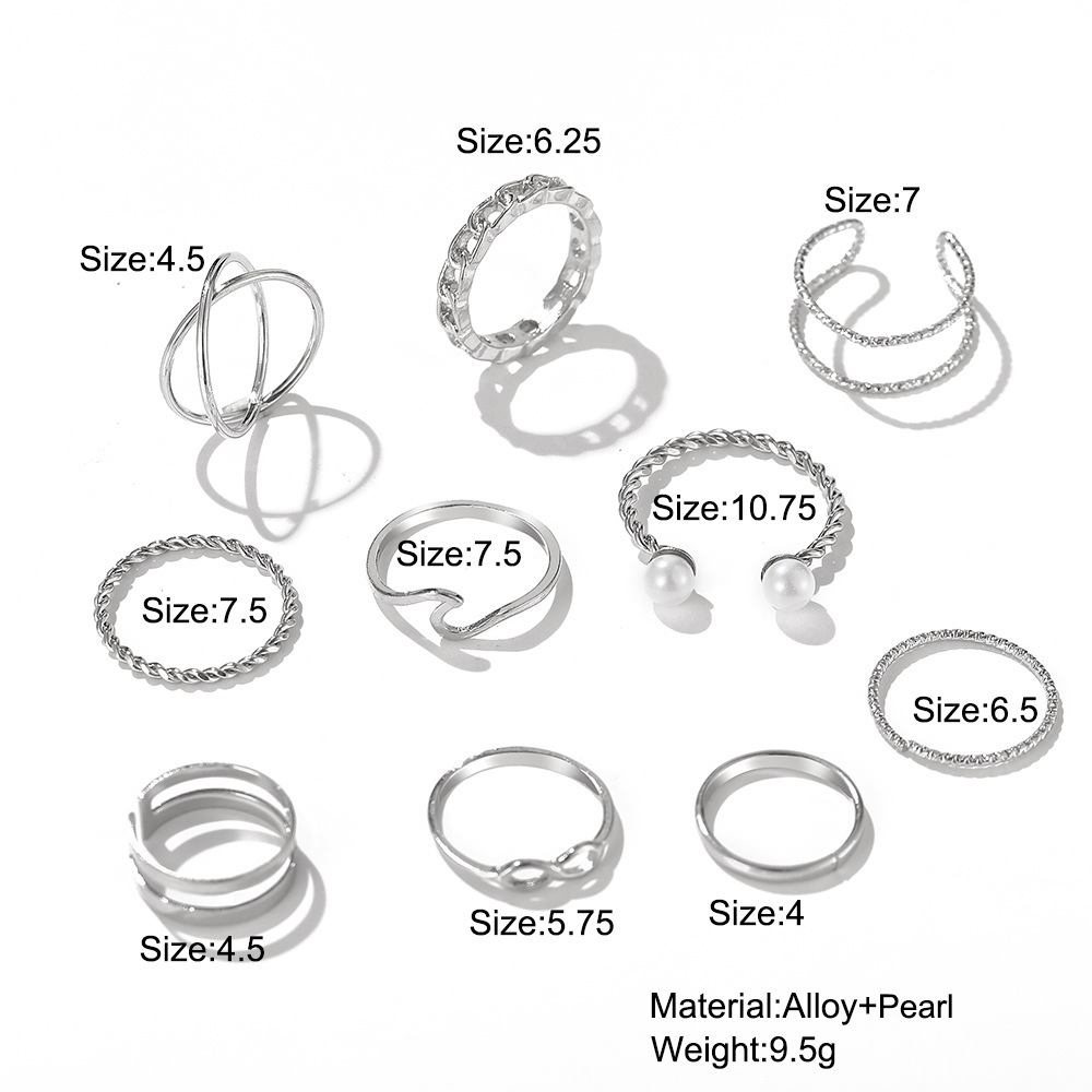 Großhandel Schmuck Einfache Geometrische Legierung Gelenkring10-teiliges Set Nihaojewelry display picture 1