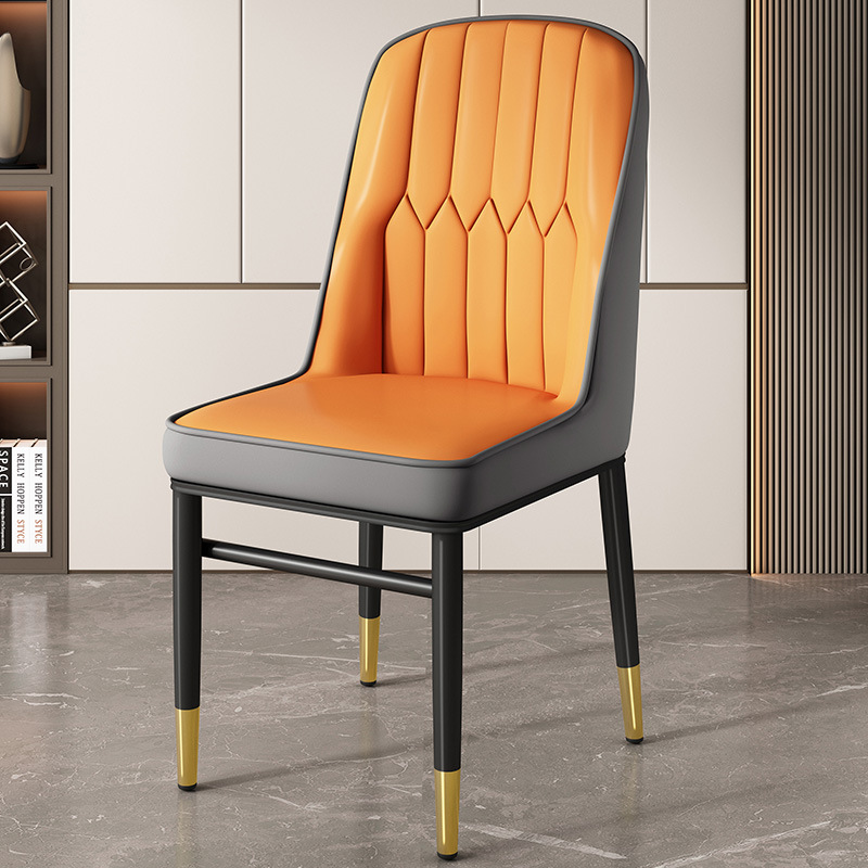 오렌지 + 그레이 뒷면, 블랙 골드 다리 [엄선된 가죽 안정 프레임]