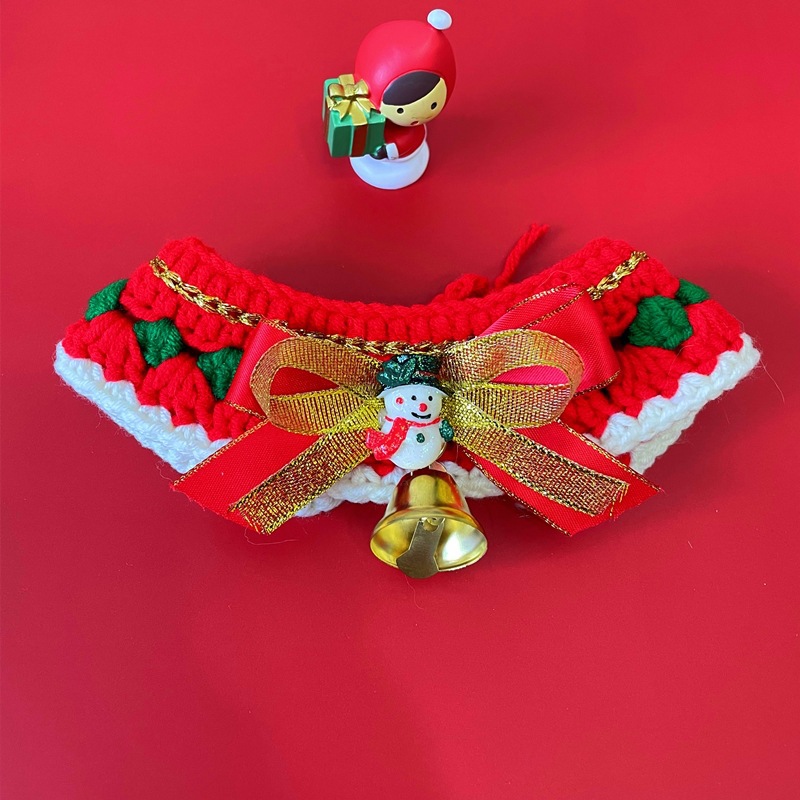 벨 보우 레드 체크 무늬 스카프