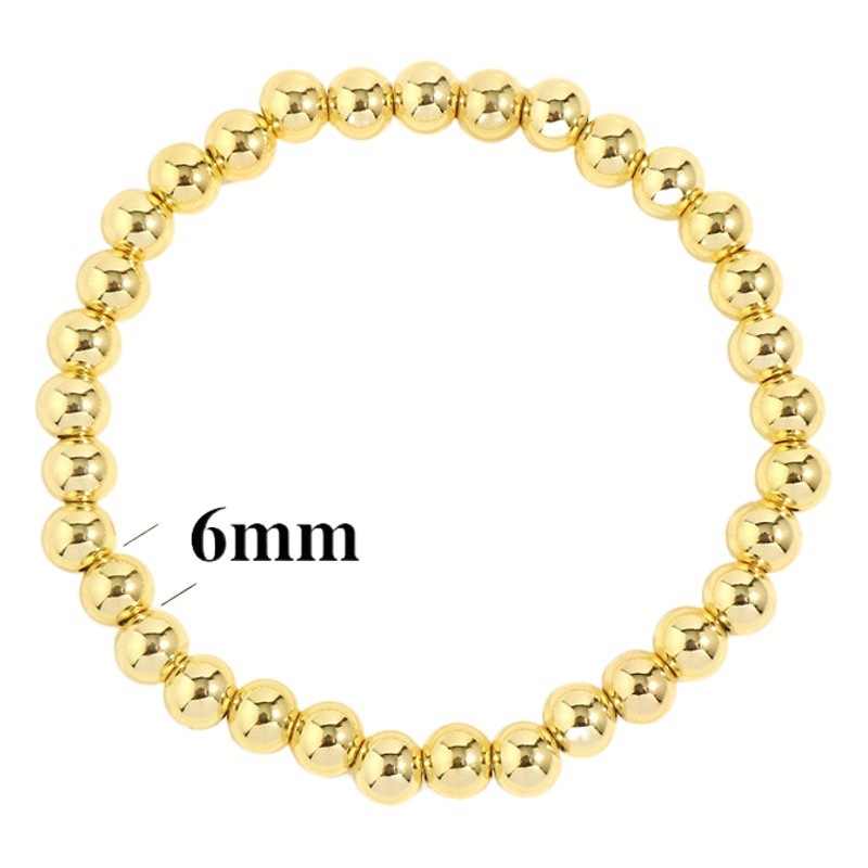 Pulsera elástica de cuentas de oro de 18 quilates chapado en cobre de venta caliente transfronteriza europea y americana, pulsera de cuentas de hip-hop de personalidad de alta gama con retención de color