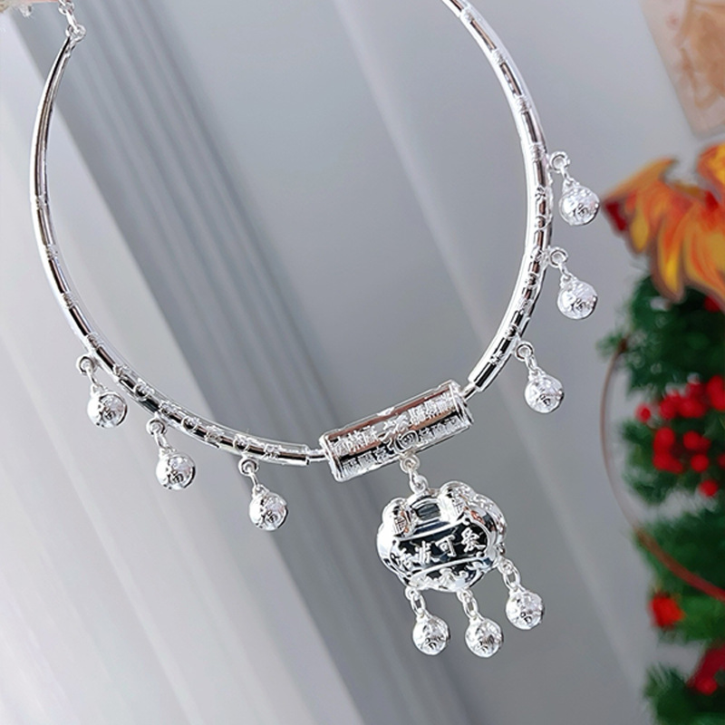 Baffold Long Life Lock 999 collar de plata esterlina collar de bebé cerradura de plata para niños cerradura de seguridad bebé luna llena regalo de aniversario