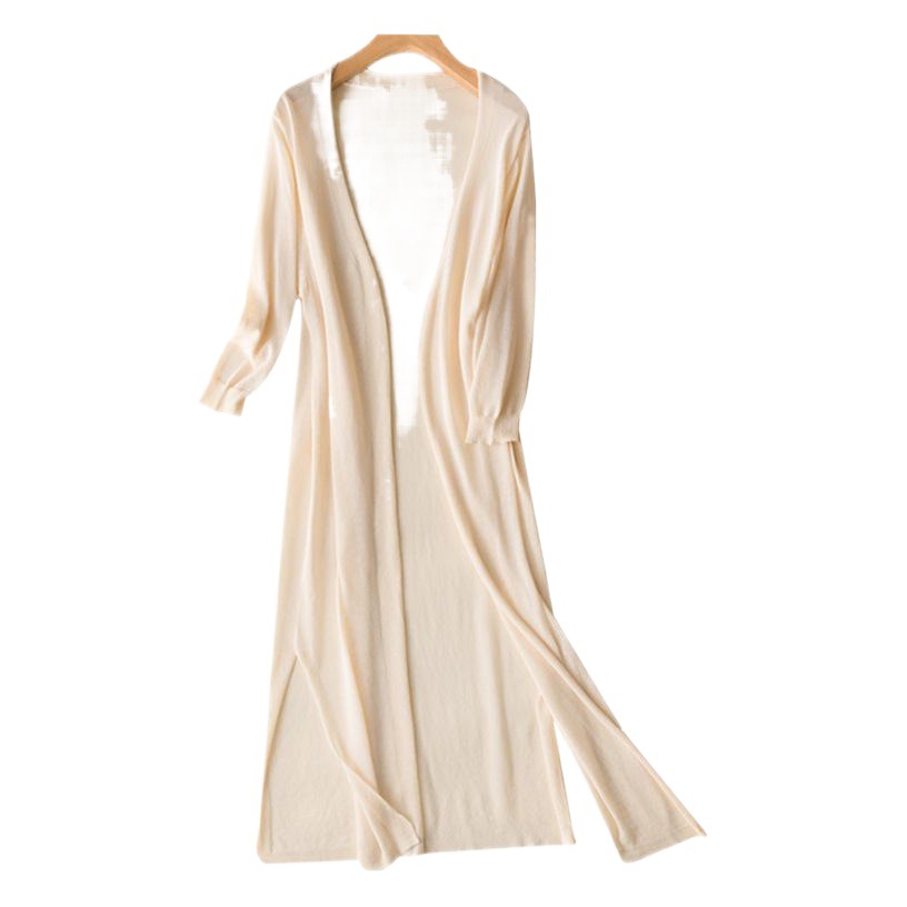 Ropa fina de protección solar de estilo coreano para mujer, nuevo cárdigan de punto de lino y algodón helado estilo veraniego, chaqueta tipo camisa de longitud media para aire acondicionado