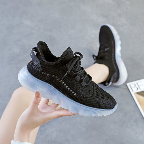 Feiwei Women's Shoes 2024 Casual Women's Shoes Mesh Breathable Sports Shoes Women's Jelly Bottom Coconut Shoes Student Running Shoes Women