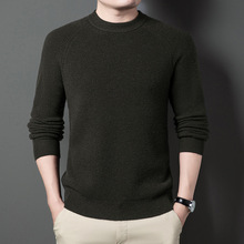 2025冬季中年男士百搭休闲羊毛针织衫高端厚款保暖精品圆领毛衣