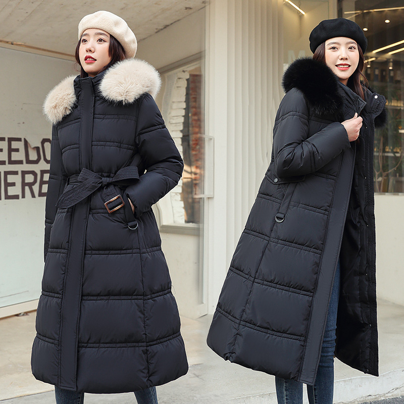 Cotton-padded women's long big fur collar hooded slim slim cotton-padded coat coat cold-proof cotton-padded jacket manufacturers a generation of hair Cotton-padded women's long big fur collar hooded slim slim cotton-padded coat coat cold-proof cotton-padded jacket manufacturers a generation of hair