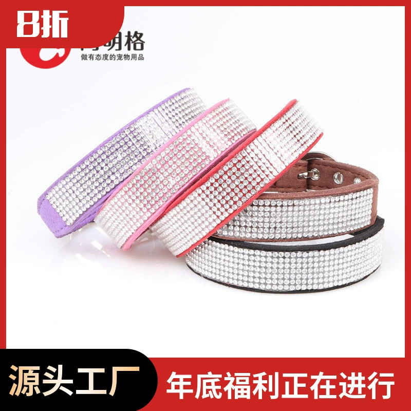 Aminger's новый трансграничный ошейник со стразами из микрофибры, двойной мягкий ошейник для собак, Заводской магазин