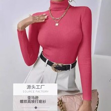 欧美高领针织衫毛衣女2025新款早春季穿搭高级感内搭打底修身上衣