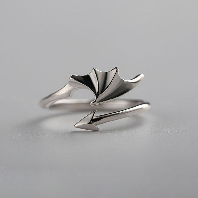 Korean Simple Demon Wings Adjustable Ring display picture 6