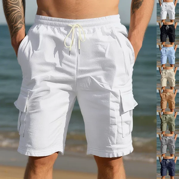 Cross-Border American-Style Men's Shorts, Summer Casual Loose Linen Breathable Men's Five-Point Pants, Workwear Sports Pants for Men