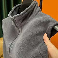 フリース馬甲男性タイプ冬には袖のないベルベットベストの純色立襟快適なベルベットのジッパーコートを組み合わせる