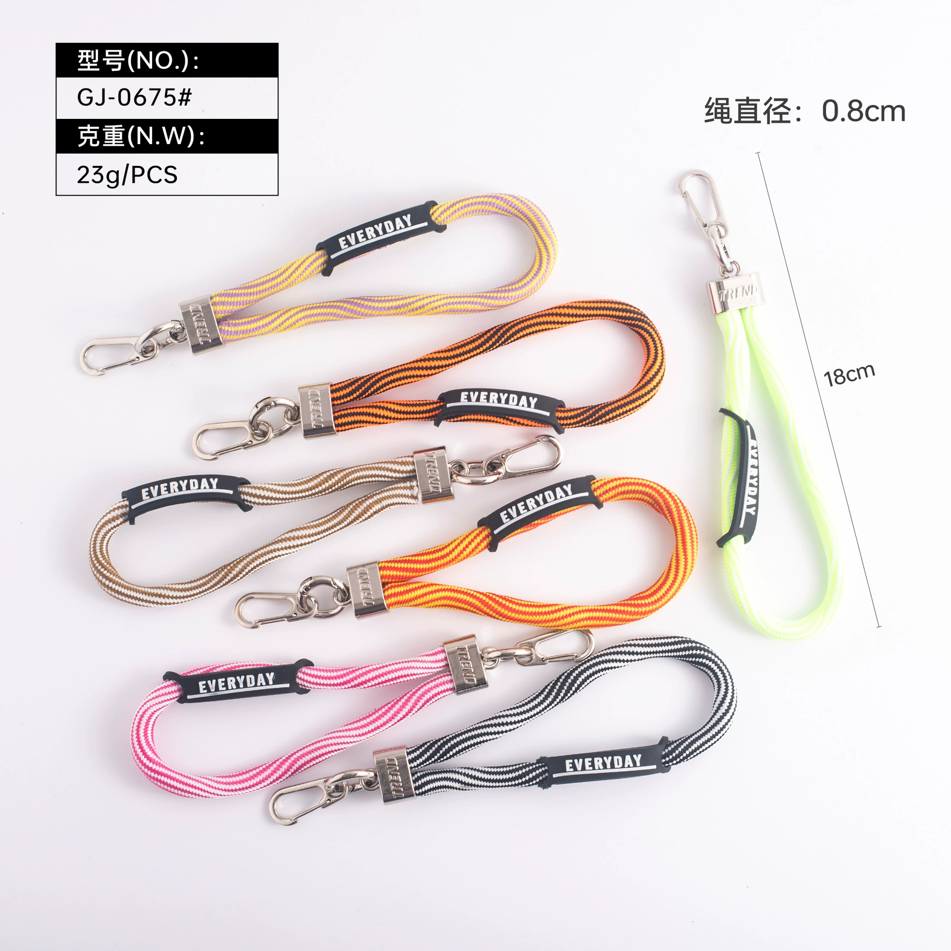 Polyester woven rope for bags, phone, clothing lanyard, thick key short strap, durable hanging accessory charm