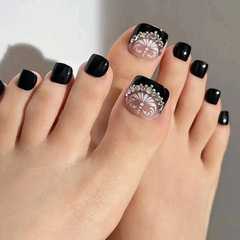 跨境新款腳指甲甲片腳趾甲美甲成品貼片鑽甲片press on toe nails