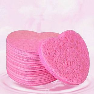 Pink heart-shaped compression face washing puff wood pulp cotton becomes big face face cleaning sponge exfoliating thickened face puff