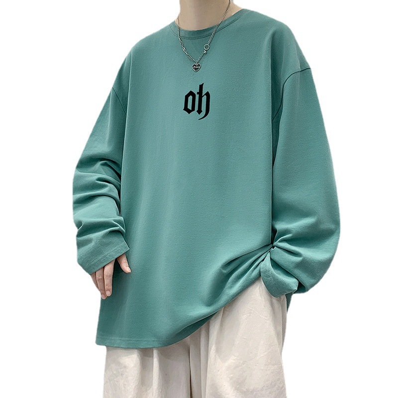 Otoño nuevo estilo de Hong Kong algodón estilo coreano casual ropa superior marca de moda suelta de manga larga Camiseta más el tamaño de los hombres ropa interior entrega