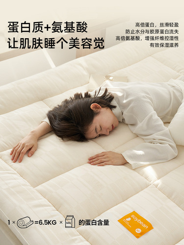 日式极简风卧室华夫格榻榻米软垫大豆蛋白亲肤床褥全棉软床垫子