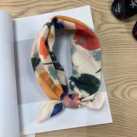 田园风！新款日系复古纯棉丝巾系脖夏季薄款小方巾包头高级感领巾