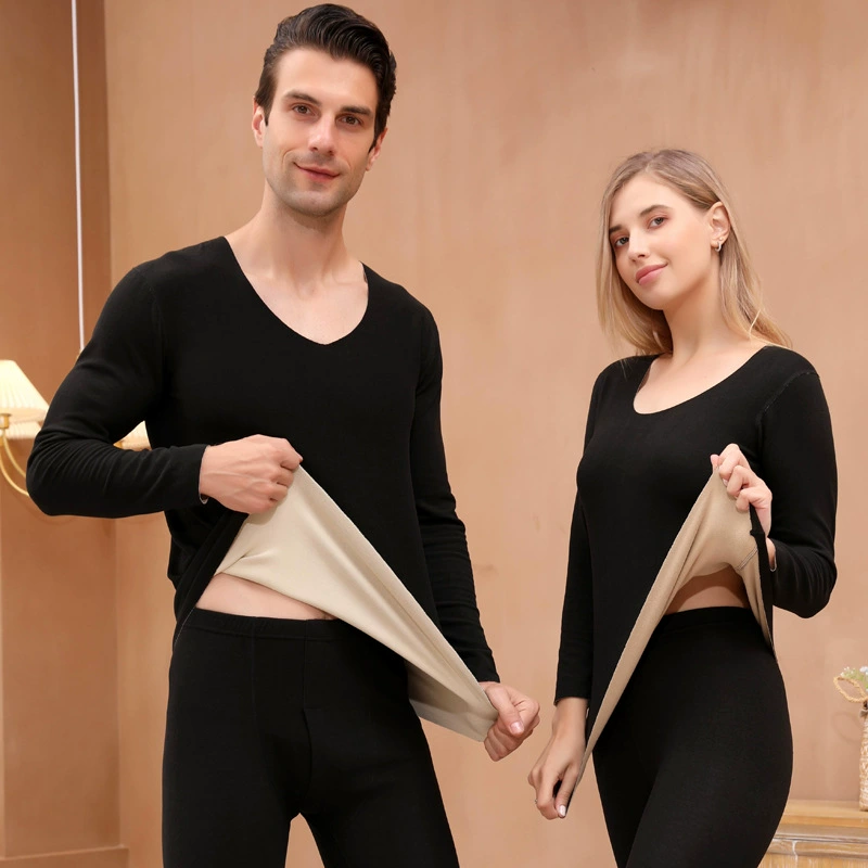 Новая двусторонняя осенняя одежда и длинные брюки AB с начесом для женщин и мужчин, бесшовный комплект термобелья, нижняя рубашка, теплый бархат