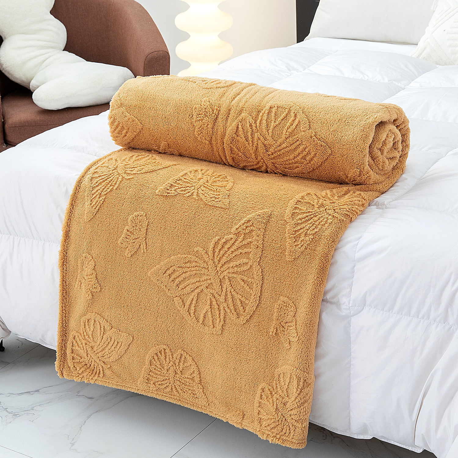 2024 nueva torre de mariposas manta de terciopelo de doble cara manta de manta de siesta de oficina de jacquard tridimensional grueso de color sólido