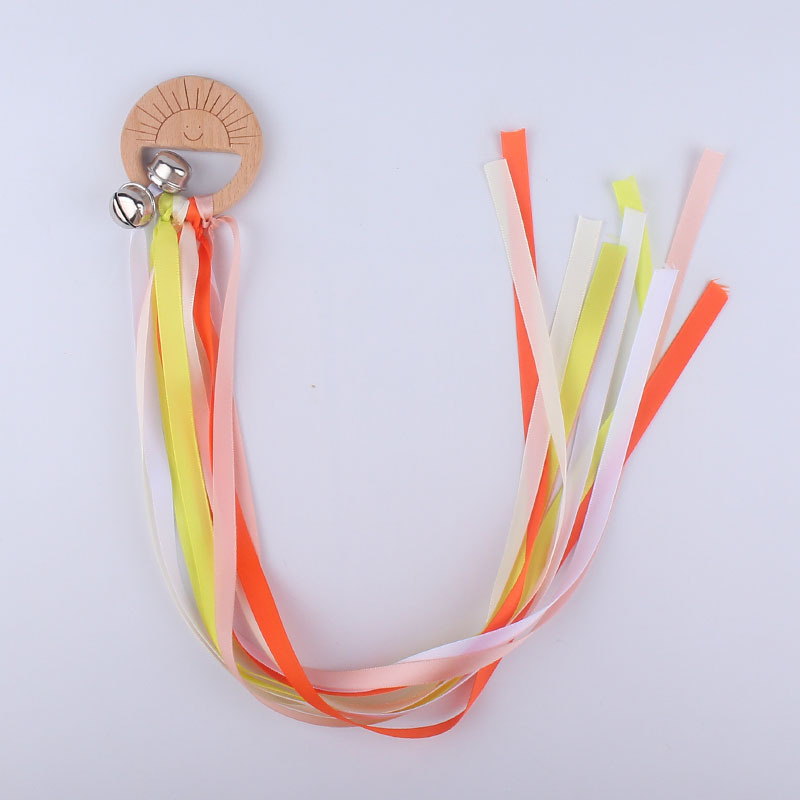 Nuevo bebé suministros de dibujos animados animal de madera anillo bebé creativo haya molar cinta mordedor sonajero juguete