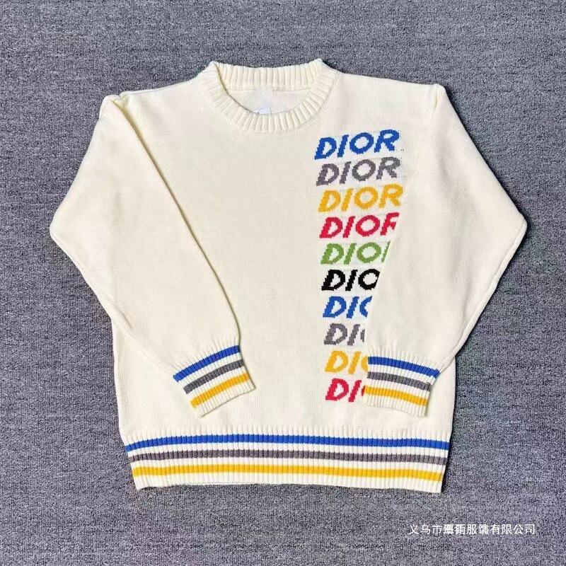 2026 New Trendy Brand Light Luxury Letter Rainbow Knit Sweater for Men, Casual Loose Round Neck Pullover for Spring and Autumn 2026 New Trendy Brand Light Luxury Letter Rainbow Knit Sweater for Men, Casual Loose Round Neck Pullover for Spring and Autumn