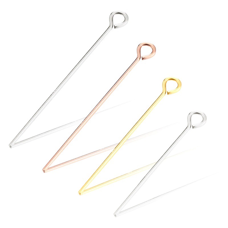 S925 Sterling Silver 9-Character Needle Handmade DIY t Needle Material 18K Gold Long Needle Earring Accessories Bracelet Earrings Braided Accessories