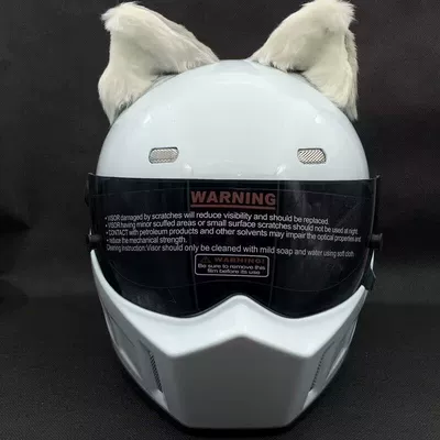 Cat Ears Accessory for: Motosiklet dəbilqələri - iron-wire-simulation-stereo-front-white-back-gray-ears