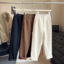 洗水棉牛仔哈伦裤女2025秋冬加绒加厚高腰裤梨形遮胯显瘦老爹裤子