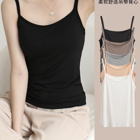 莫代尔基础吊带背心女内搭外穿夏薄款黑色纯色打底背心美背上衣女