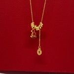 暴富小马新款项链女款生肖马吊坠红色复古锁骨链新年礼物真金电镀