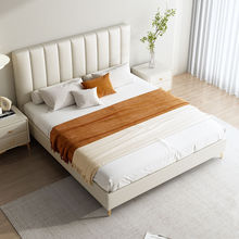 美式轻奢床现代简约双人床主卧意式极简榻榻米欧式皮床