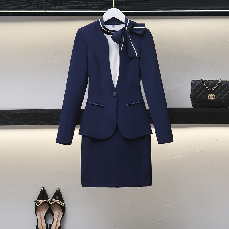 空姐制服职业套装女春秋时尚前台美容师工作服女职业气质西服套裙