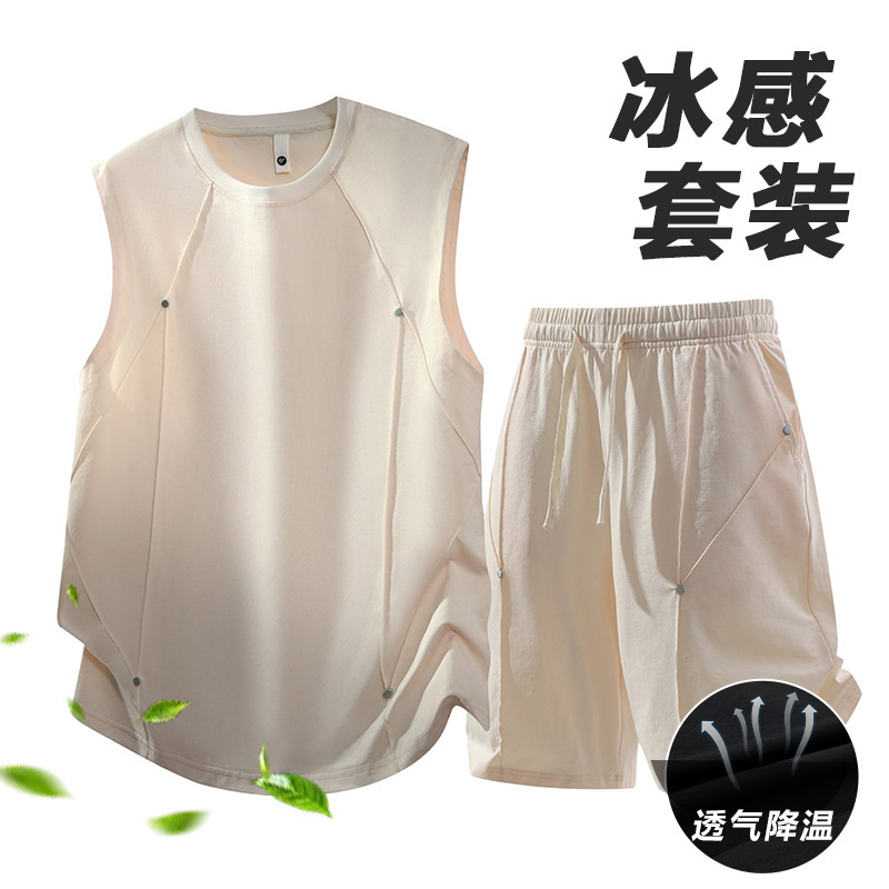 Men's Vest and Shorts Set, New Summer Style, Large Size Sleeveless Vest, Running Sports Two-Piece Set, Sleeveless Top Men's Vest and Shorts Set, New Summer Style, Large Size Sleeveless Vest, Running Sports Two-Piece Set, Sleeveless Top