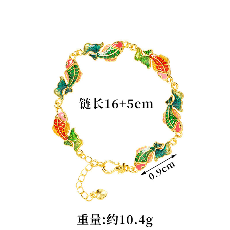Nueva pulsera china de oro de arena vietnamita esmalte cortesana esmalte color goteo de aceite Koi pulsera mujer joyas de mano china image 5