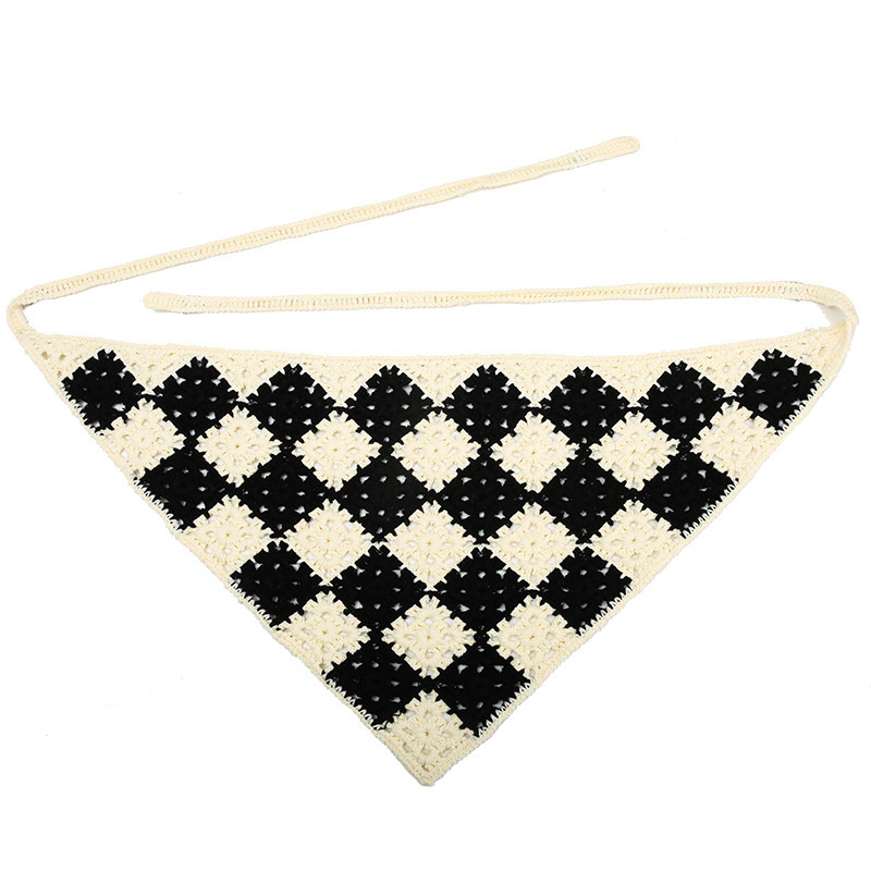Francia cereza toallas triangulares mujeres primavera y otoño viajes padres-hijos gancho de punto flores hueco pañuelo de arte correa de pelo gorro