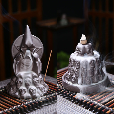 骷髅倒流香爐 陶紫砂家居香道擺件回流香香爐檀香爐廠家批發跨境