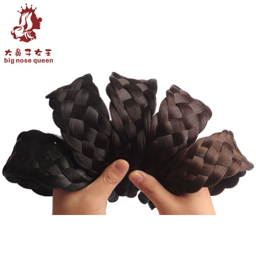 6cm ultra-wide wig cap, conceals white hair, 6-strand braided, high forehead, handmade, with frayed edges, toothed and anti-slip hair accessory, headpiece