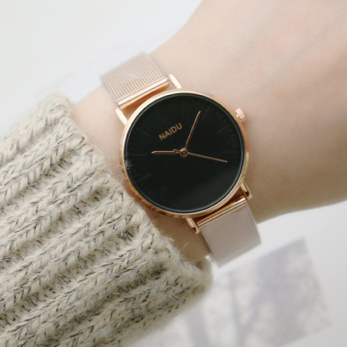 Simple invisible scale mesh belt gold fashion girls watch forest quartz watch ladies trendy watch Japanese and Korean internet celebrity