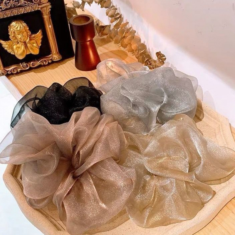 Spring and Summer Temperament Head Flower Solid Color Silk Cloth Hair Ring Yu Shuxin Same Style Colon Ring Organza Hair Rope Spring and Summer Temperament Head Flower Solid Color Silk Cloth Hair Ring Yu Shuxin Same Style Colon Ring Organza Hair Rope