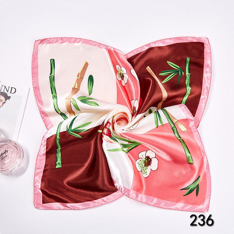 35g Weight Silk Scarf Classification Office, Daily Occasion Satin Cloth Material Star, Flower Pattern Spring&Summer Season Women's Gender Printing Design Elegant Style Women's Elegant Star Flower Satin Cloth Printing Silk Scarf 32
